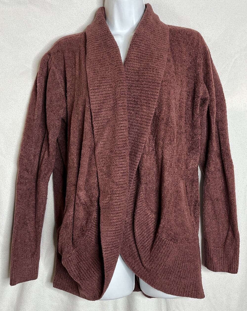 Barefoot Dreams L Raisin Brown CozyChic Lite Style 423 Cardigan Sweater